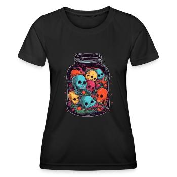 Geist im Glas Geister Horror Totenkopf Seelen - Frauen Funktions-T-Shirt - Schwarz - Vorne - AI Model Female 172 light (172cm)