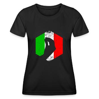 Italienische Flagge mit typischer Handgeste - Frauen Funktions-T-Shirt - Schwarz - Vorne - AI Model Female 172 light (172cm)