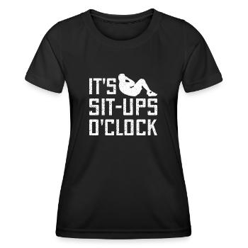 Gym Junkies It ́s Sit-Ups O ́Clock Calisthenics - Women's Functional T-Shirt - black - Front - AI Model Female 172 light (172cm)