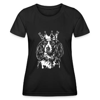 KOOIKERHONDJE Couronne Chien Chien Wilsigns - T-shirt sport Femme - noir - Devant - AI Model Female 172 light (172cm)