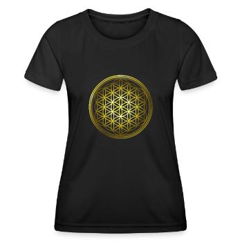 Fleur d’or de la vie - T-shirt sport Femme - noir - Devant - AI Model Female 172 light (172cm)