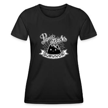 Panic Attacks Survivor, noir et blanc, ver. 2 - T-shirt sport Femme - noir - Devant - AI Model Female 172 light (172cm)