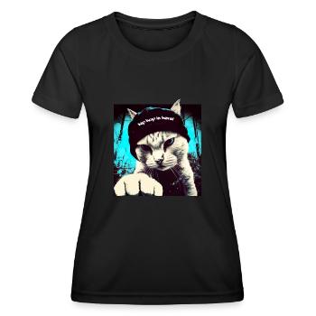 Ronronnement Hip Hop 03 I Cool Cat Cadeau Homme Rap - T-shirt sport Femme - noir - Devant - AI Model Female 172 light (172cm)