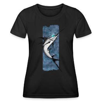Marlin azur : majesté des profondeurs - T-shirt sport Femme - noir - Devant - AI Model Female 172 light (172cm)