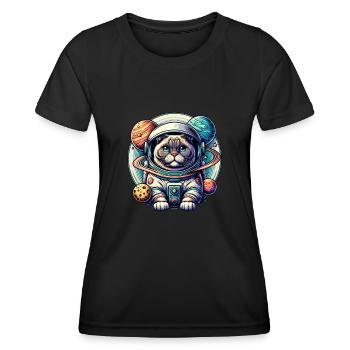 Petit chat mignon comme astronaute astronaute - T-shirt sport Femme - noir - Devant - AI Model Female 172 light (172cm)