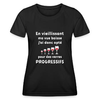 En vieillissant ma vue baisse t-shirt jeu de mots - T-shirt sport Femme - noir - Devant - AI Model Female 172 light (172cm)