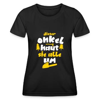 Holzfäller Onkel Rentner Kettensäge Waldarbeiter - Frauen Funktions-T-Shirt - Schwarz - Vorne - AI Model Female 172 light (172cm)