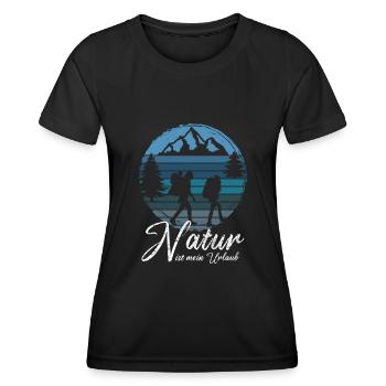 Natur ist mein Urlaub Wandern Wald Berge Familie - Frauen Funktions-T-Shirt - Schwarz - Vorne - AI Model Female 172 light (172cm)