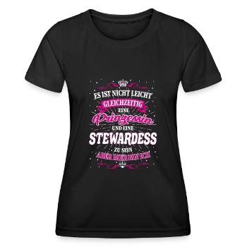 Stewardess und Prinzessin T-Shirt - Frauen Funktions-T-Shirt - Schwarz - Vorne - AI Model Female 172 light (172cm)