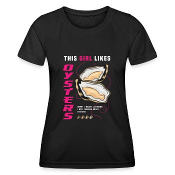 Seafood Chef Funny Saying Girl aime les huîtres - T-shirt sport Femme - noir - Devant - AI Model Female 172 light (172cm)