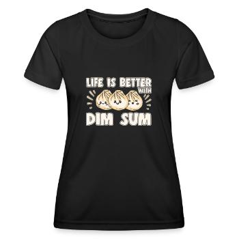Delicious Asian Food Bao Bun Funny Dim Sum - Women's Functional T-Shirt - black - Front - AI Model Female 172 light (172cm)