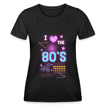Leuchtfarben Cool Nostalgie Party - Frauen Funktions-T-Shirt - Schwarz - Vorne - AI Model Female 172 light (172cm)