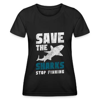 Grand plongeur d’ailerons de requin blanc - T-shirt sport Femme - noir - Devant - AI Model Female 172 light (172cm)