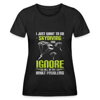 Skydiver Sky Sports Extrêmes Vol - T-shirt sport Femme - noir - Devant - AI Model Female 172 light (172cm)
