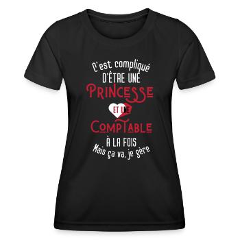 C'est compliqué d'être Une Princesse et Comptable - T-shirt sport Femme - noir - Devant - AI Model Female 172 light (172cm)