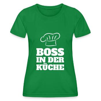 Boss in der Küche Kochschürze - Frauen Funktions-T-Shirt - Kelly Green - Vorne - AI Model Female 172 dark (172cm)