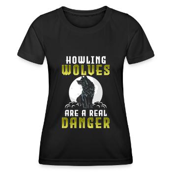 Wolf Mystik Mond - Frauen Funktions-T-Shirt - Schwarz - Vorne - AI Model Female 172 light (172cm)