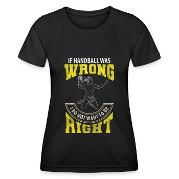 Handballer Handballspieler Turnier Sprungwurf - Frauen Funktions-T-Shirt - Schwarz - Vorne - AI Model Female 172 light (172cm)