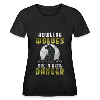 Wölfe Wolfshund Sagen Grauer Wolf - Frauen Funktions-T-Shirt - Schwarz - Vorne - AI Model Female 172 light (172cm)