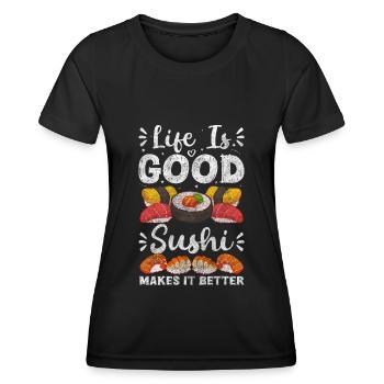 Japan Running Sushi Stäbchen Maki - Frauen Funktions-T-Shirt - Schwarz - Vorne - AI Model Female 172 light (172cm)