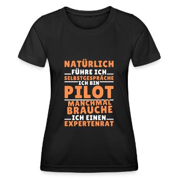 Ich führe Selbstgespräche - Pilot Edition - Frauen Funktions-T-Shirt - Schwarz - Vorne - AI Model Female 172 light (172cm)