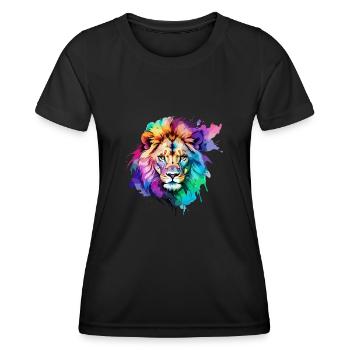 Colorful Lion Head - Frauen Funktions-T-Shirt - Schwarz - Vorne - AI Model Female 172 light (172cm)