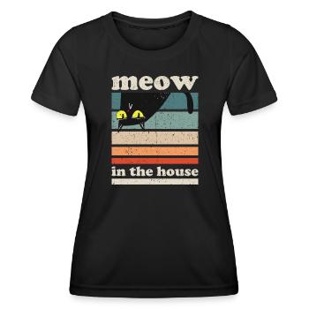 maison chat miaou miaou cadeau comique - T-shirt sport Femme - noir - Devant - AI Model Female 172 light (172cm)