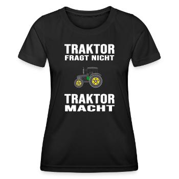 Landwirt Bauer "Traktor macht" Landwirtschaft - Frauen Funktions-T-Shirt - Schwarz - Vorne - AI Model Female 172 light (172cm)