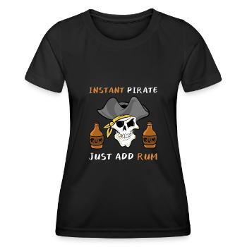 Pirat Rum Totenkopf Geschenk Spruch - Frauen Funktions-T-Shirt - Schwarz - Vorne - AI Model Female 172 light (172cm)