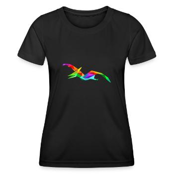 Ptéranodon arc-en-ciel coloré Dino - T-shirt sport Femme - noir - Devant - AI Model Female 172 light (172cm)