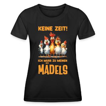 Keine Zeit ich muss zu meinen Mädels Hühner - Frauen Funktions-T-Shirt - Schwarz - Vorne - AI Model Female 172 light (172cm)