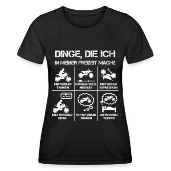 Freizeit - Motorradfahrer - Biker - Frauen Funktions-T-Shirt - Schwarz - Vorne - AI Model Female 172 light (172cm)