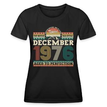 Décembre Né en 1976 Cadeau de 46e anniversaire - T-shirt sport Femme - noir - Devant - AI Model Female 172 light (172cm)