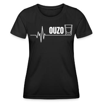 Ouzo disant pour les Grecs Un ouzo par jour - T-shirt sport Femme - noir - Devant - AI Model Female 172 light (172cm)