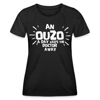 Ouzo Spruch für Griechen One Ouzo a Day Ouzo Party - Frauen Funktions-T-Shirt - Schwarz - Vorne - AI Model Female 172 light (172cm)