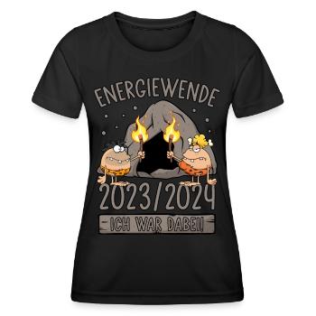 Energiewende 2023/2024 - Ich war dabei - Steinzeit - Frauen Funktions-T-Shirt - Schwarz - Vorne - AI Model Female 172 light (172cm)