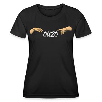 Ouzo disant pour les Grecs Un ouzo par jour - T-shirt sport Femme - noir - Devant - AI Model Female 172 light (172cm)