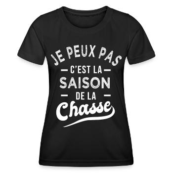je peux pas saison chasse chasseur humour - T-shirt sport Femme - noir - Devant - AI Model Female 172 light (172cm)