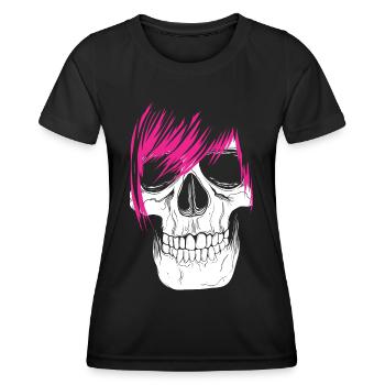 Emo Totenkopf - Frauen Funktions-T-Shirt - Schwarz - Vorne - AI Model Female 172 light (172cm)