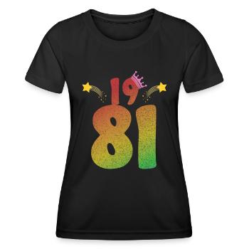 1981 geboren LGBT Geburtstagsgeschenk - Frauen Funktions-T-Shirt - Schwarz - Vorne - AI Model Female 172 light (172cm)