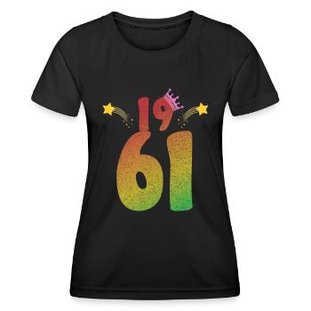 1961 geboren LGBT Geburtstagsgeschenk - Frauen Funktions-T-Shirt - Schwarz - Vorne - AI Model Female 172 light (172cm)