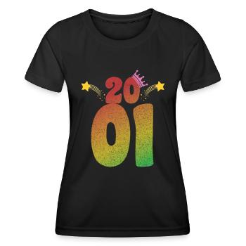 2001 LGBT Vintage Geburtstag Geschenkidee - Frauen Funktions-T-Shirt - Schwarz - Vorne - AI Model Female 172 light (172cm)