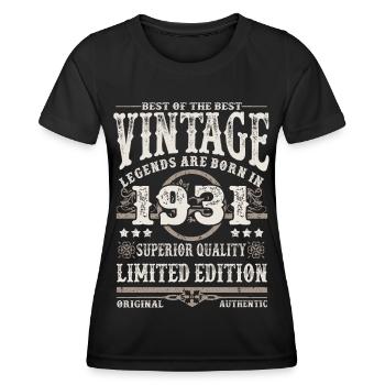 Les légendes sont nées en 1931 - T-shirt sport Femme - noir - Devant - AI Model Female 172 light (172cm)
