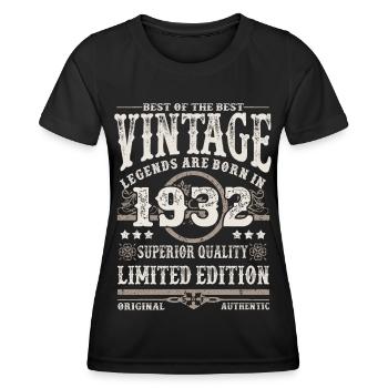 Les légendes sont nées en 1932 - T-shirt sport Femme - noir - Devant - AI Model Female 172 light (172cm)