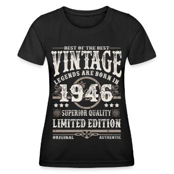 Les légendes sont nées en 1946 - T-shirt sport Femme - noir - Devant - AI Model Female 172 light (172cm)