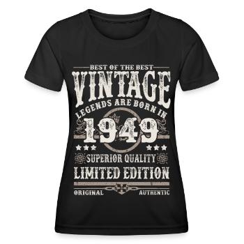 Legends are born in 1949 - Women's Functional T-Shirt - black - Front - AI Model Female 172 light (172cm)