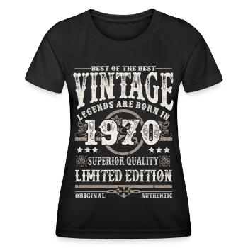 Les légendes sont nées en 1970 - T-shirt sport Femme - noir - Devant - AI Model Female 172 light (172cm)