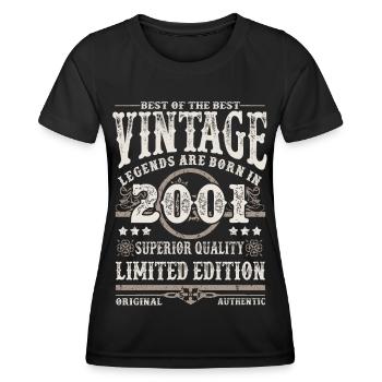 Legenden werden 2001 geboren - Frauen Funktions-T-Shirt - Schwarz - Vorne - AI Model Female 172 light (172cm)