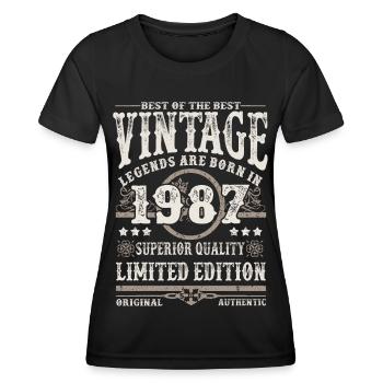 Legenden werden 1987 geboren - Frauen Funktions-T-Shirt - Schwarz - Vorne - AI Model Female 172 light (172cm)