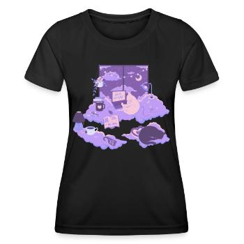 Chats rêveurs - T-shirt sport Femme - noir - Devant - AI Model Female 172 light (172cm)